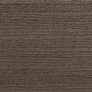 Dark brown composite decking color sample with wood-grain texture