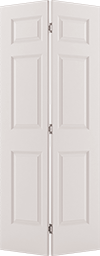 White six-panel bifold closet door