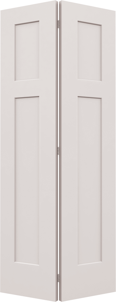 White three-panel shaker bifold closet door