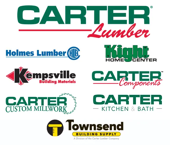 Carter Lumber, Holmes Lumber, Kight Home Center, Kempsville Building Materials, Carter Components, Carter Custom Millwork, Carter Kitchen & Bath, Townsend Building Supply