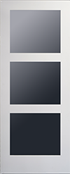 White interior door with three stacked glass lites